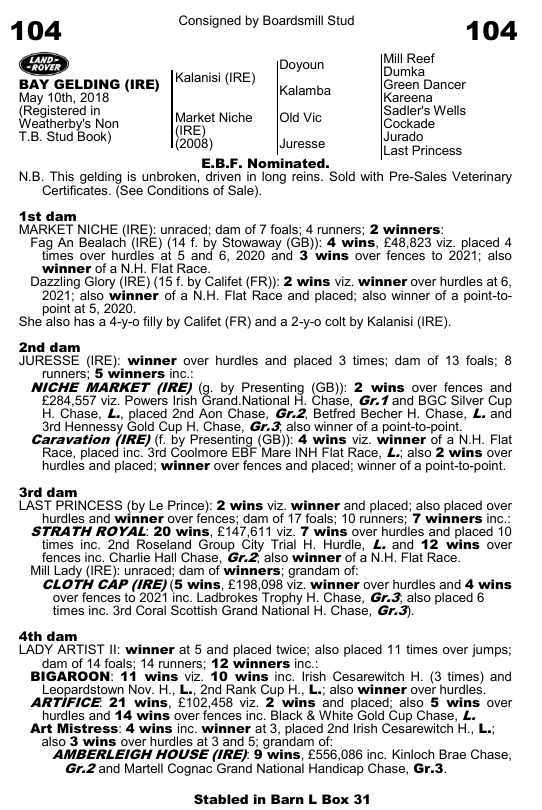 Lot 104 Goffs Land Rover Sales Catalogue Page